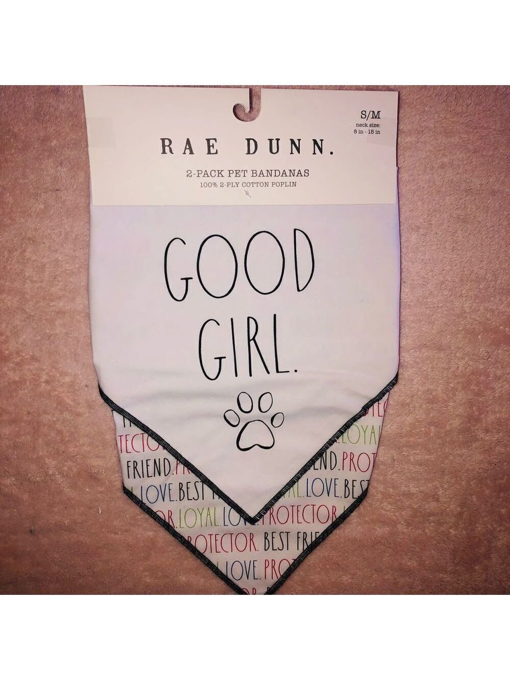 NWT Rae Dunn S/M 2 Pack pet Bandanas (Girl)